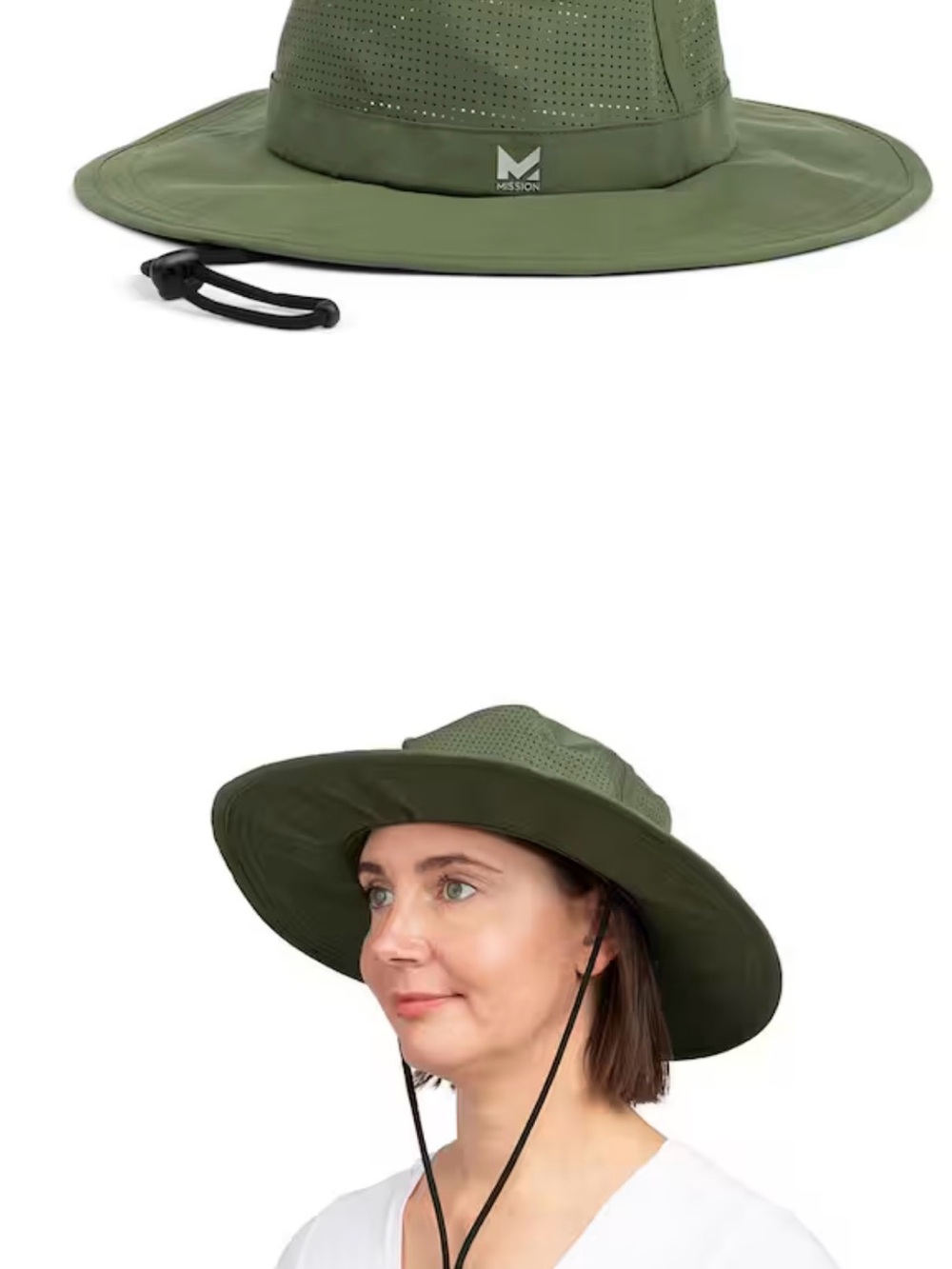 Mission Olive Green Women's Sun Hat with Chin Cord